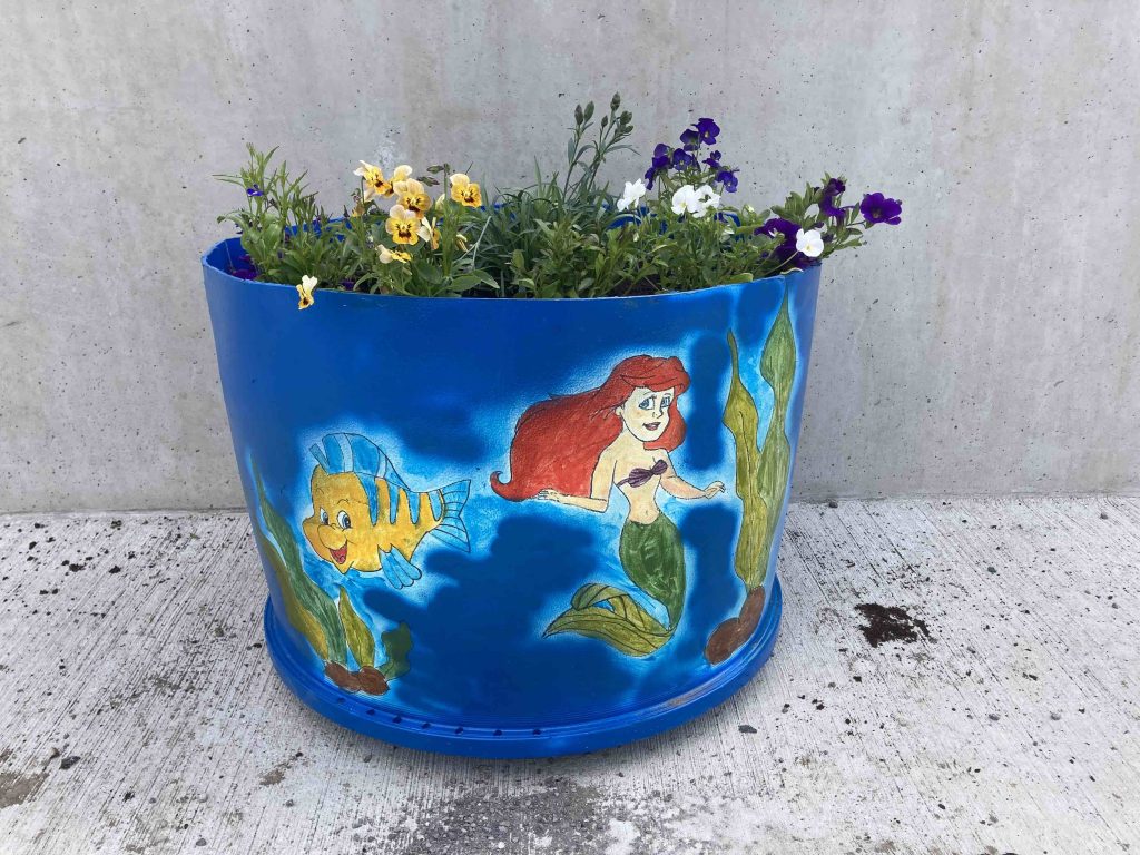 Flower tubs at Bere Island playground. 