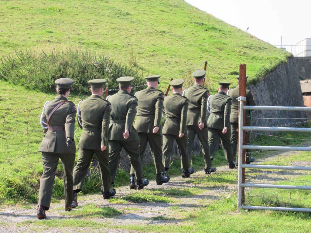 Irish Defence Forces attending an event to mark the centenary of the Bere Island Internment Camp. 